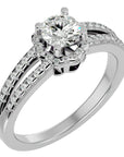 Inel de Logodnă cu Moissanite Halo Duo Etern Pavé de 0.77 ct din Platina - Castelo.ro