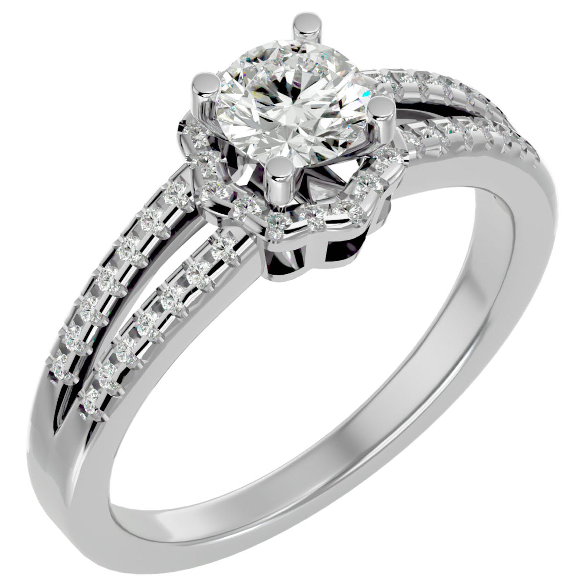 Inel De Logodnă Brume de Matin cu Moissanite Pavé de 0.77 ct din Platina - Castelo.ro