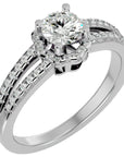 Inel De Logodnă Brume de Matin din Aur 14k cu Moissanite Pavé de 0.77 ct din 14k Aur Alb - Castelo.ro