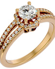 Inel De Logodnă Brume de Matin din Aur 14k cu Moissanite Pavé de 0.77 ct din 14k Aur Galben - Castelo.ro