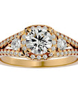 Inel De Logodnă Brillance de Lune cu Diamante Create în Laborator Pavé de 1.07 ct din 18k Aur Galben - Castelo.ro