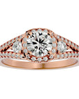 Inel de Logodnă din Aur 14k cu Diamante Naturale Halo Etern Pavé de 1.07 ct din 14k Aur Roz - Castelo.ro