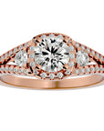 Inel De Logodnă Brillance de Lune cu Diamante Create în Laborator Pavé de 1.07 ct din 18k Aur Roz - Castelo.ro