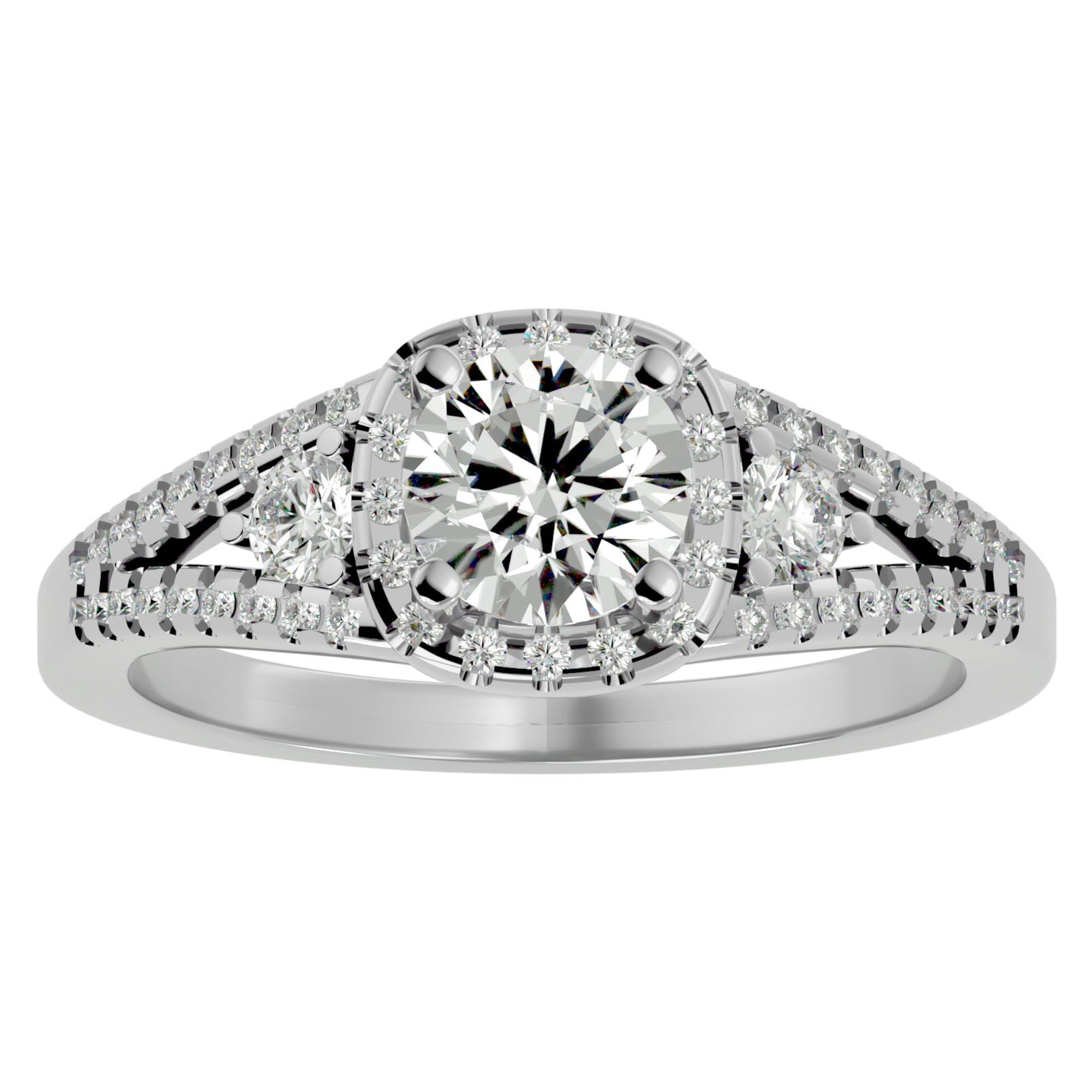 Inel de Logodnă din Aur 14k cu Diamante Naturale Halo Etern Pavé de 1.07 ct din 14k Aur Alb - Castelo.ro