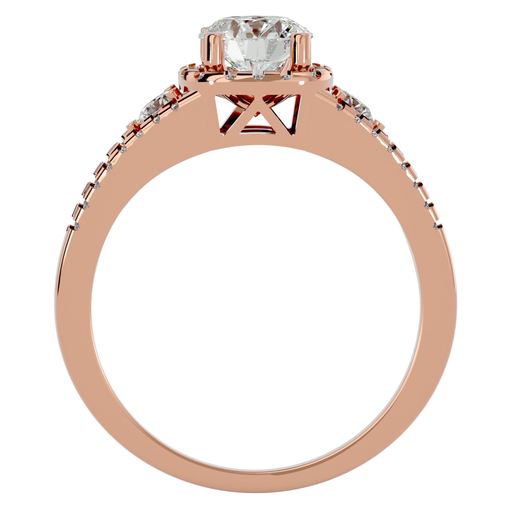 Inel de Logodnă din Aur 14k cu Diamante Naturale Halo Etern Pavé de 1.07 ct din 14k Aur Roz - Castelo.ro