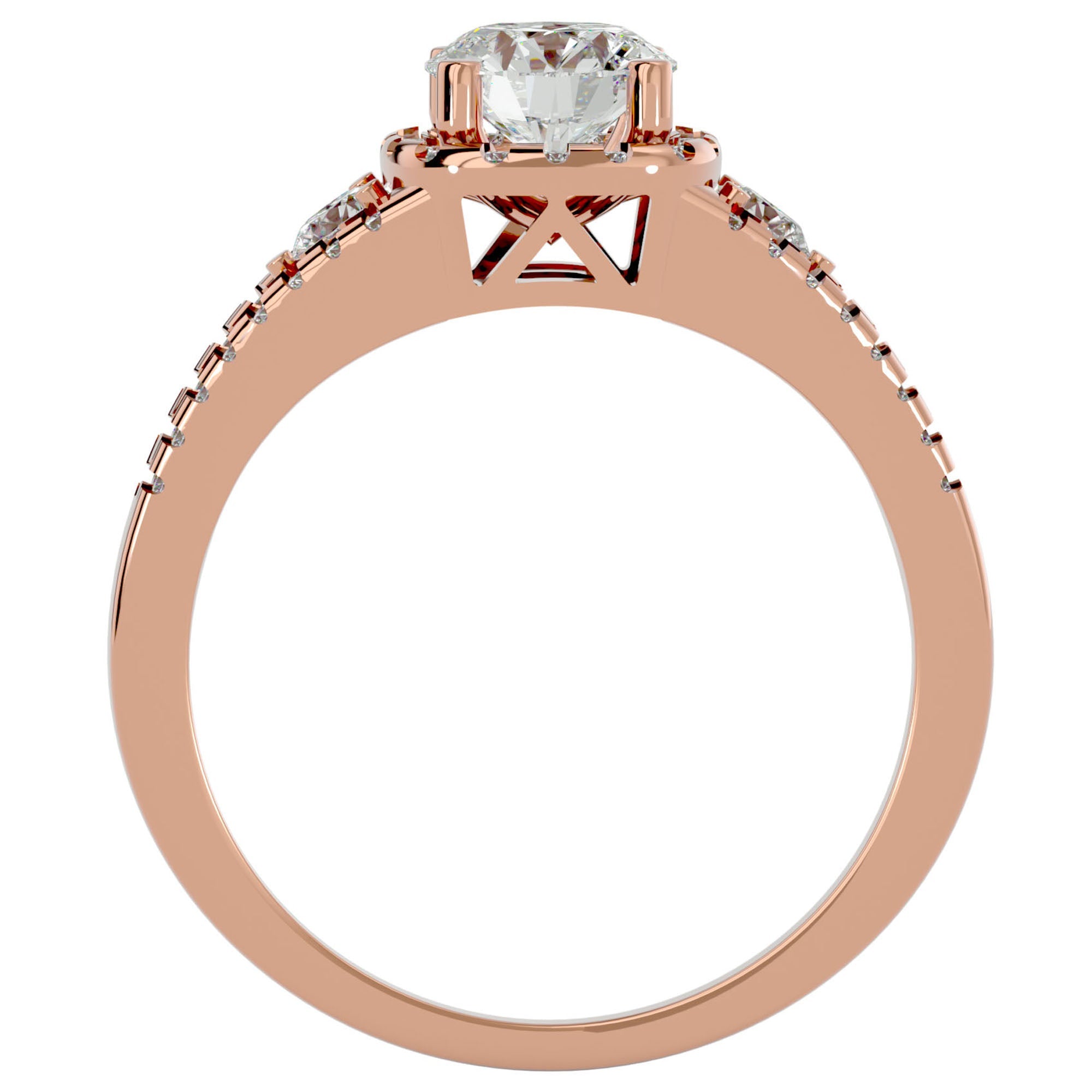 Inel De Logodnă Brillance de Lune cu Moissanite Pavé de 1.07 ct din 18k Aur Roz - Castelo.ro
