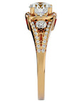 Inel De Logodnă Brillance de Lune cu Diamante Create în Laborator Pavé de 1.07 ct din 18k Aur Galben - Castelo.ro