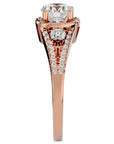 Inel De Logodnă Brillance de Lune cu Moissanite Pavé de 1.07 ct din 18k Aur Roz - Castelo.ro