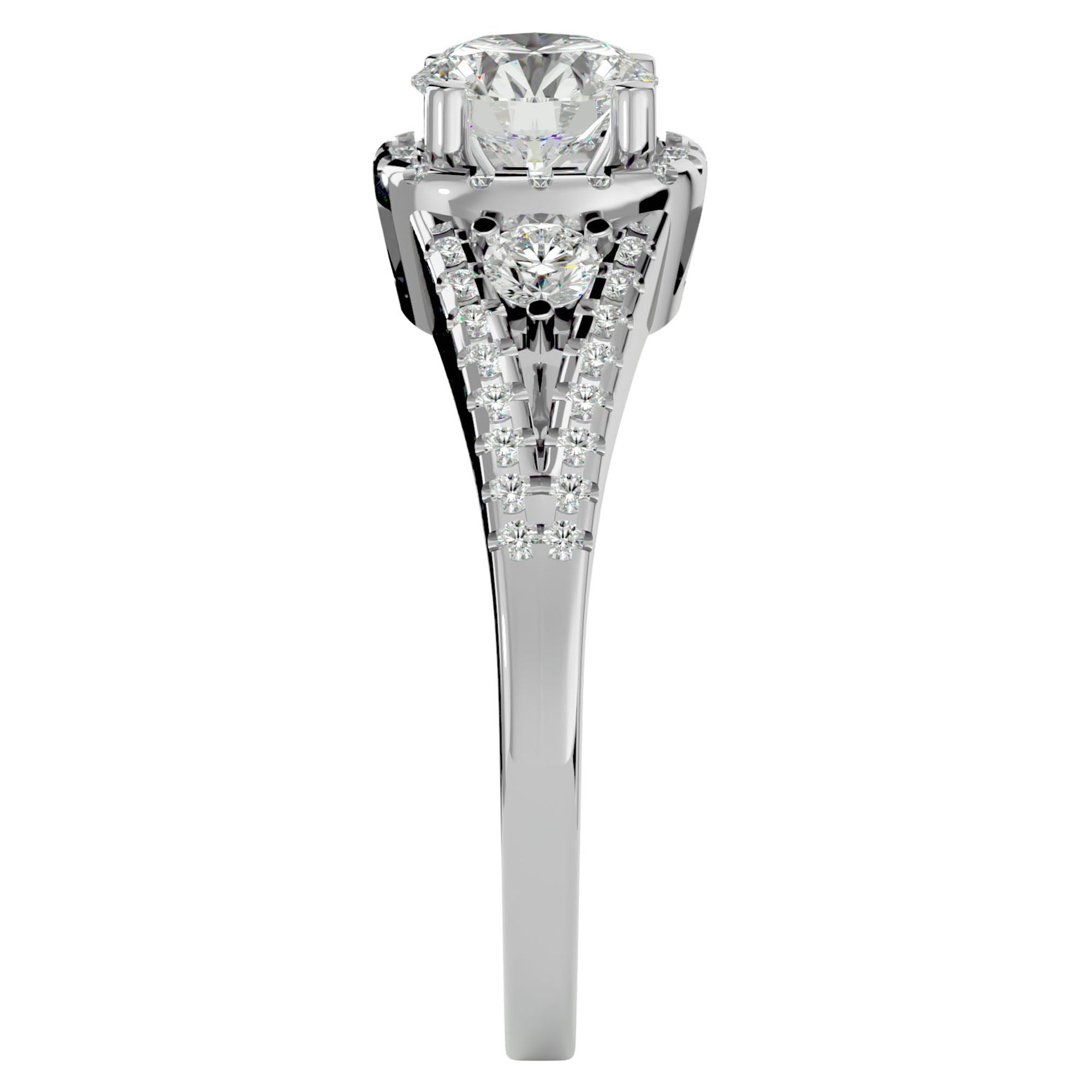 Inel de Logodnă din Aur 14k cu Diamante Naturale Halo Etern Pavé de 1.07 ct din 14k Aur Alb - Castelo.ro