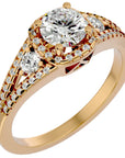 Inel De Logodnă Brillance de Lune cu Moissanite Pavé de 1.07 ct din 18k Aur Galben - Castelo.ro