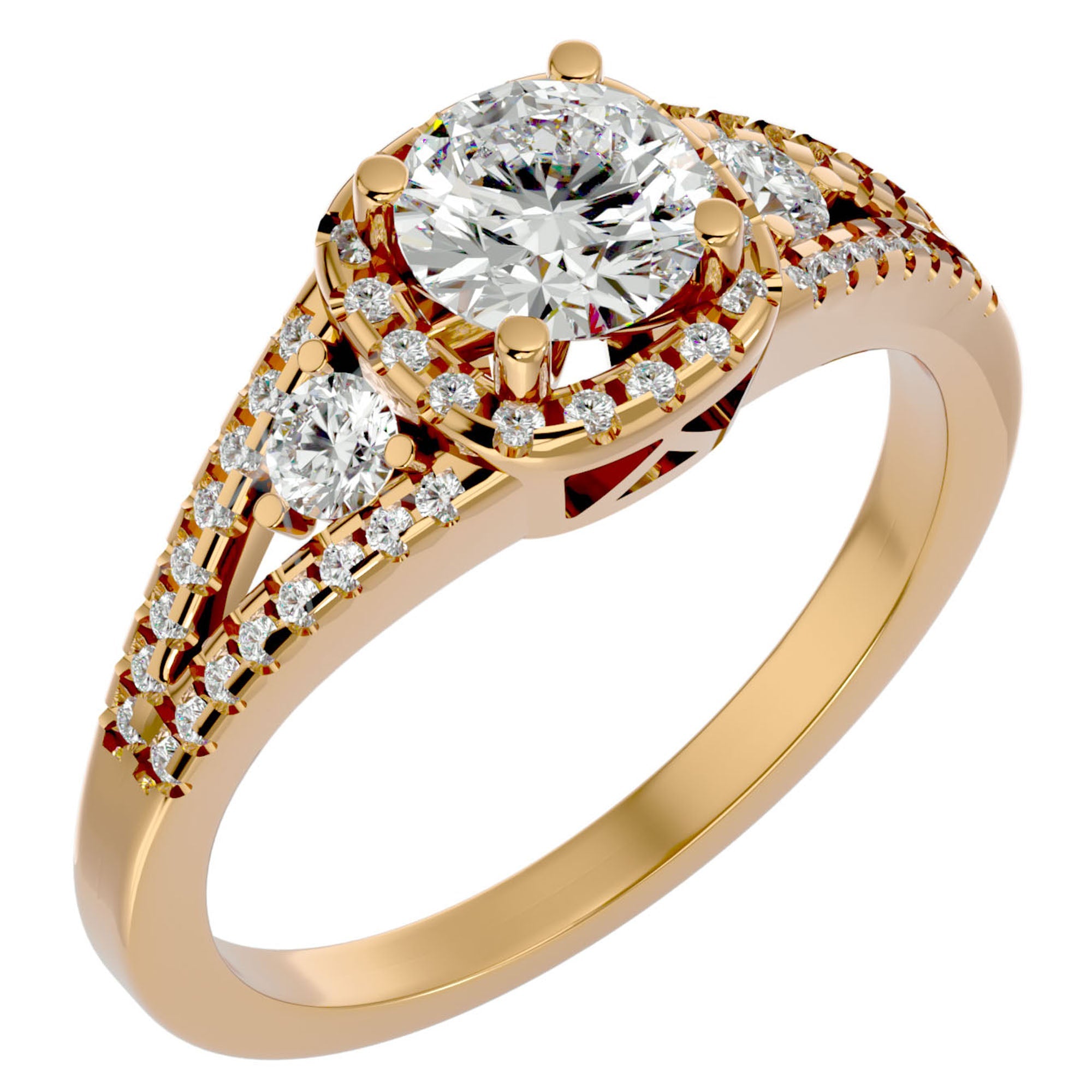 Inel de Logodnă din Aur 14k cu Diamante Naturale Halo Etern Pavé de 1.07 ct din 14k Aur Galben - Castelo.ro