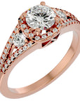Inel De Logodnă Brillance de Lune cu Diamante Create în Laborator Pavé de 1.07 ct din 18k Aur Roz - Castelo.ro