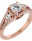 Inel de Logodnă din Aur 14k cu Diamante Naturale Halo Etern Pavé de 1.07 ct din 14k Aur Roz - Castelo.ro