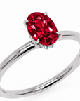 Inel de Logodnă Kensington din Aur 18k cu Rubin Creat în Laborator Oval 8x6 mm și Diamante Create în Laborator din Platina - Castelo.ro