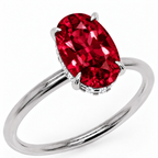 Inel de Logodnă Kensington din Aur 18k cu Rubin Creat în Laborator Oval 12x8 mm și Diamante Create în Laborator din Platina - Castelo.ro