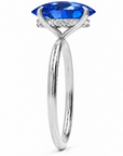 Inel de Logodnă Kensington din Aur 18k cu Safir Creat în Laborator Oval 12x8 mm și Diamante Create în Laborator din Platina - Castelo.ro