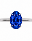 Inel de Logodnă Kensington din Aur 14k cu Safir Creat în Laborator Oval 10x7 mm și Diamante Create în Laborator din 14k Aur Alb - Castelo.ro