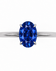 Inel de Logodnă Kensington din Aur 14k cu Safir Creat în Laborator Oval 8x6 mm și Diamante Create în Laborator din 14k Aur Alb - Castelo.ro
