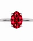 Inel de Logodnă Kensington din Aur 14k cu Rubin Creat în Laborator Oval 10x7 mm și Diamante Create în Laborator din 14k Aur Alb - Castelo.ro
