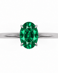 Inel de Logodnă Kensington din Aur 18k cu Smarald Creat în Laborator Oval 8x6 mm și Diamante Create în Laborator din Platina - Castelo.ro