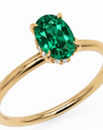 Inel de Logodnă Kensington din Aur 18k cu Smarald Creat în Laborator Oval 8x6 mm și Diamante Create în Laborator din 18k Aur Galben - Castelo.ro
