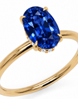 Inel de Logodnă Kensington din Aur 14k cu Safir Creat în Laborator Oval 10x7 mm și Diamante Create în Laborator din 14k Aur Galben - Castelo.ro
