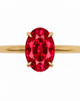 Inel de Logodnă Kensington din Aur 14k cu Rubin Creat în Laborator Oval 10x7 mm și Diamante Create în Laborator din 14k Aur Galben - Castelo.ro
