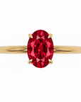 Inel de Logodnă Kensington din Aur 14k cu Rubin Creat în Laborator Oval 8x6 mm și Diamante Create în Laborator din 14k Aur Galben - Castelo.ro