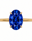 Inel de Logodnă Kensington din Aur 14k cu Safir Creat în Laborator Oval 12x8 mm și Diamante Create în Laborator din 14k Aur Galben - Castelo.ro