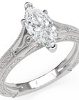 Inel de Logodnă Albemarle din Aur 14k cu Diamant Creat în Laborator Marquise de 1 ct din 14k Aur Alb - Castelo.ro