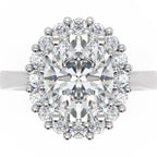 Inel de Logodnă Buckingham din Aur 14k cu Diamant Creat în Laborator Oval de 2.5 ct din 14k Aur Alb - Castelo.ro