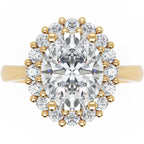 Inel de Logodnă Buckingham din Aur 14k cu Diamant Creat în Laborator Oval de 2.5 ct din 14k Aur Galben - Castelo.ro