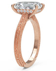 Inel de Logodnă Berkeley din Aur 14k cu Moissanite Radiant de 4 ct din 14k Aur Roz - Castelo.ro