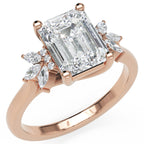 Inel de Logodnă Dynasty din Aur 14k cu Moissanite Emerald de 2 ct din 14k Aur Roz - Castelo.ro