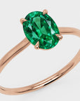 Inel de Logodnă Enigma din Aur 14k cu Smarald Creat în Laborator Oval 6x8 mm din 14k Aur Roz - Castelo.ro