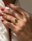 Inel de Logodnă Enigma din Aur 14k cu Smarald Creat în Laborator Oval 6x8 mm din 14k Aur Roz - Castelo.ro