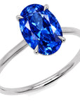 Inel de Logodnă Enigma din Aur 18k cu Safir Creat în Laborator Oval 8x12 mm din Platina - Castelo.ro