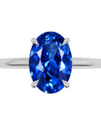 Inel de Logodnă Enigma din Aur 14k cu Safir Creat în Laborator Oval 8x12 mm din 14k Aur Alb - Castelo.ro