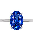 Inel de Logodnă Enigma din Aur 18k cu Safir Creat în Laborator Oval 7x10 mm din Platina - Castelo.ro