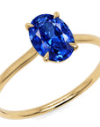 Inel de Logodnă Enigma din Aur 14k cu Safir Creat în Laborator Oval 6x8 mm din 14k Aur Galben - Castelo.ro