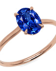 Inel de Logodnă Enigma din Aur 18k cu Safir Creat în Laborator Oval 6x8 mm din 18k Aur Roz - Castelo.ro