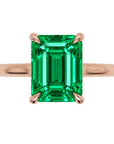 Inel de Logodnă Raphael din Aur 18k cu Smarald Creat în Laborator Emerald Cut 8x10 mm din 18k Aur Roz - Castelo.ro