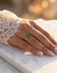 Inel de Logodnă Raphael din Aur 14k cu Smarald Creat în Laborator Emerald Cut 7x9 mm din 14k Aur Roz - Castelo.ro