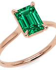 Inel de Logodnă Raphael din Aur 18k cu Smarald Creat în Laborator Emerald Cut 6x8 mm din 18k Aur Roz - Castelo.ro