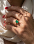 Inel de Logodnă Raphael din Aur 18k cu Smarald Creat în Laborator Emerald Cut 6x8 mm din 18k Aur Roz - Castelo.ro