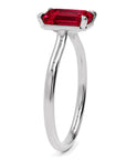 Inel de Logodnă Raphael din Aur 14k cu Rubin Creat în Laborator Emerald Cut 8x10 mm din 14k Aur Alb - Castelo.ro