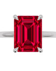 Inel de Logodnă Raphael din Aur 14k cu Rubin Creat în Laborator Emerald Cut 8x10 mm din 14k Aur Alb - Castelo.ro