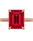 Inel de Logodnă Raphael din Aur 18k cu Rubin Creat în Laborator Emerald Cut 8x10 mm din 18k Aur Roz - Castelo.ro