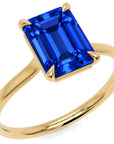 Inel de Logodnă Raphael din Aur 14k cu Safir Creat în Laborator Emerald Cut 8x10 mm din 14k Aur Galben - Castelo.ro