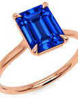 Inel de Logodnă Raphael din Aur 18k cu Safir Creat în Laborator Emerald Cut 8x10 mm din 18k Aur Roz - Castelo.ro